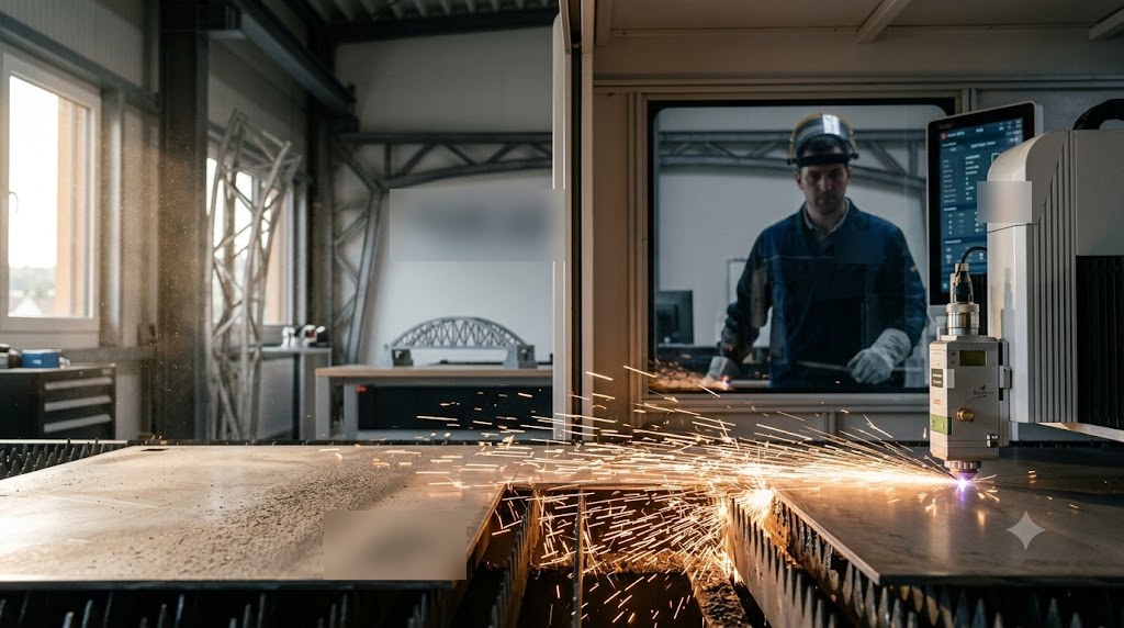 Laserschneidanlage im Betrieb