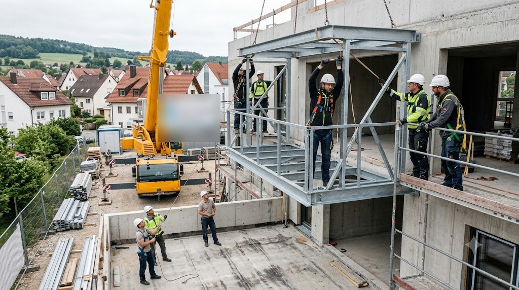 Montageteam auf der Baustelle